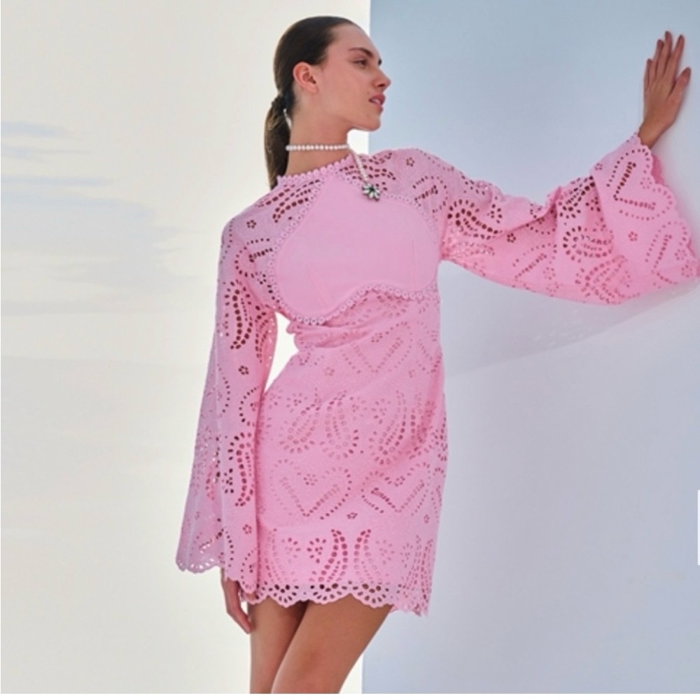 Lace the Label - Pink Lace Open-Back Dress Small - Picture 2 of 10